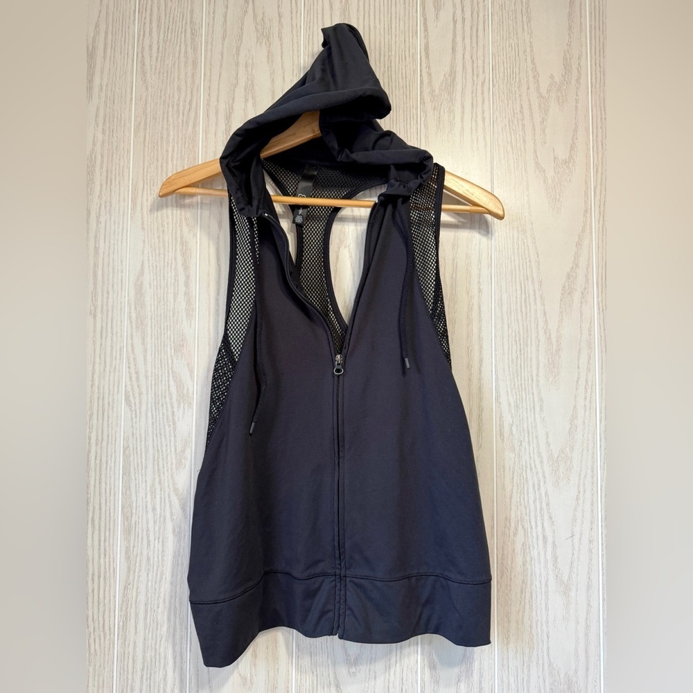 Live Love Dream Black Mesh Zip Hoodie Vest Size S/P LNC